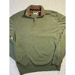 Williams & Kent Q-Zip Merino Wool Men's L Sweater Olive Green Made in Italy